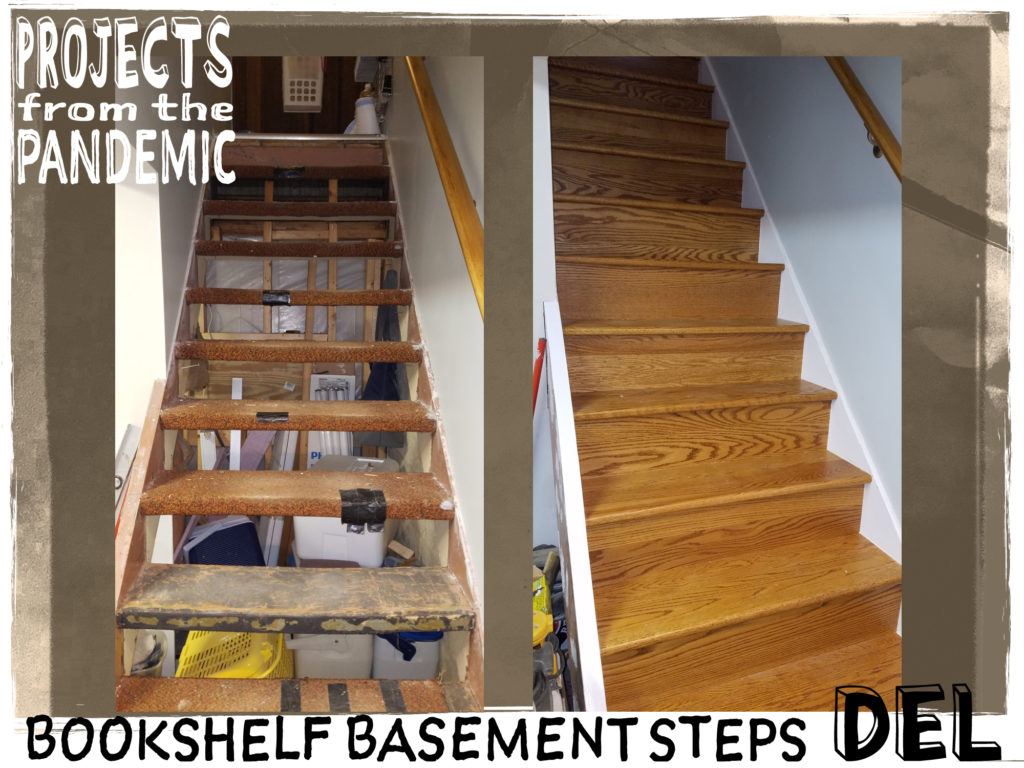 Bookshelf Basement Steps - Submitted by Del - Redone with bookshelf pieces.