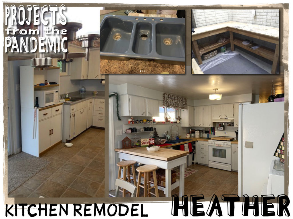 Kitchen Remodel - Submitted by Heather - A workbench and a blue sink transform this kitchen.