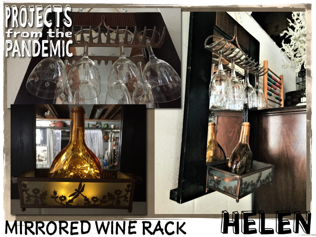 Mirrored Wine Rack - Submitted by Helen - A wall-hanging mirrored wine rack made with secondhand items.
