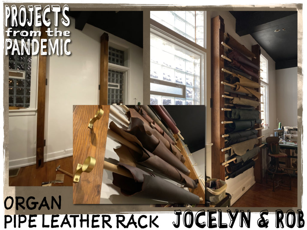Organ Pipe Leather Rack - The perfect addition to a renovated live/work space in an old church.