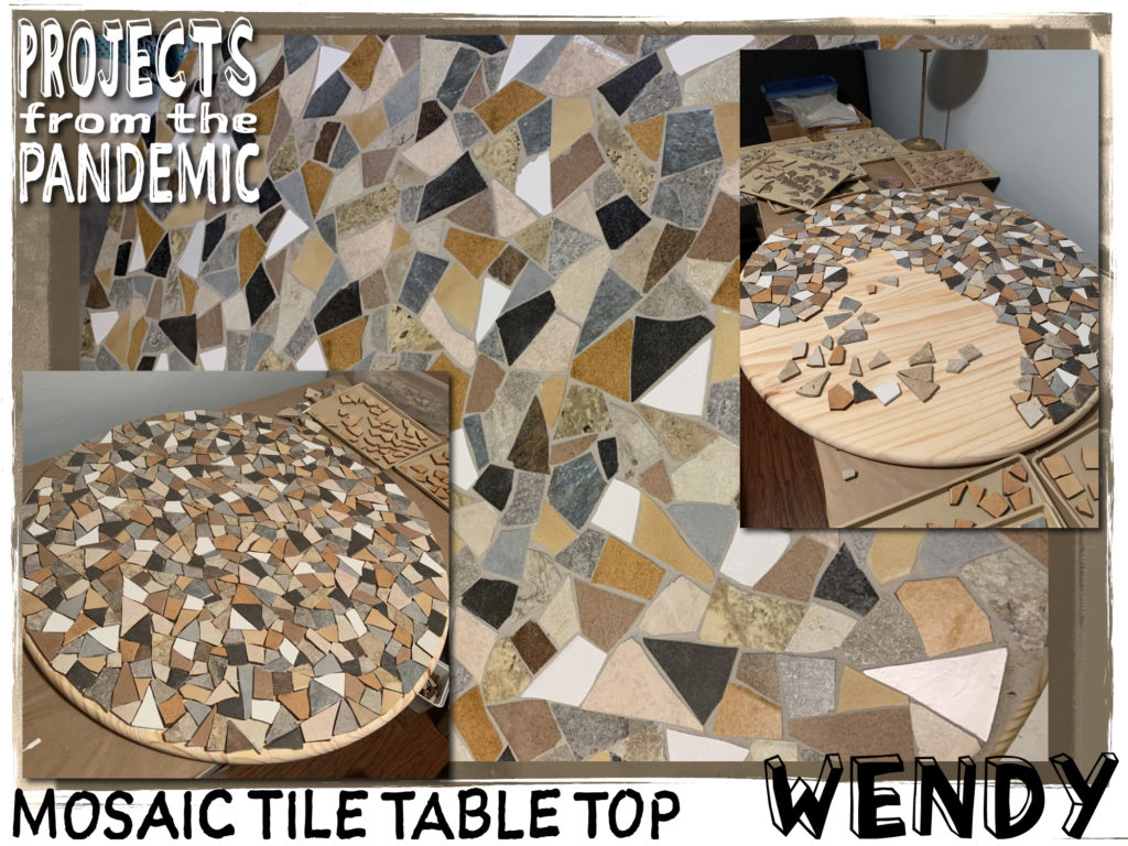 Mosaic Tile Table Top - Submitted by Wendy - Round wooden table top done in reused ceramic tile pieces.