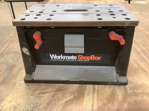 A Black and Decker WorkMate workbox, WM450, containing wood screws