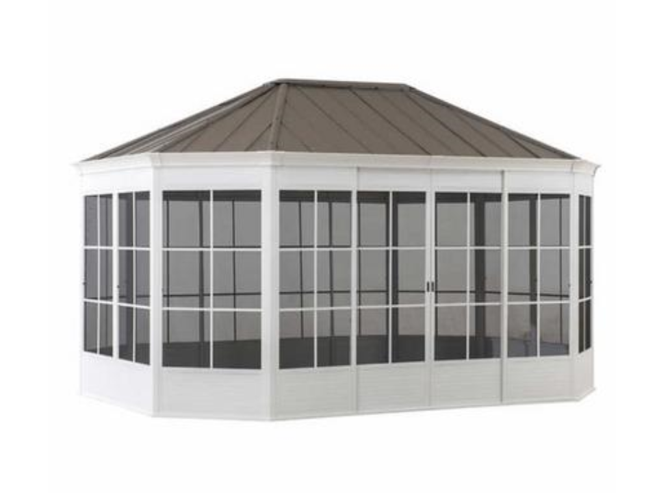 Outdoor Furniture - Sunjoy - Cape Blue Hardtop Screenhouse , 1452580 ...
