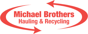 Michael Brotthers Hauling and Recycling Logo - red text surrounded by two red arrows forming an oval.