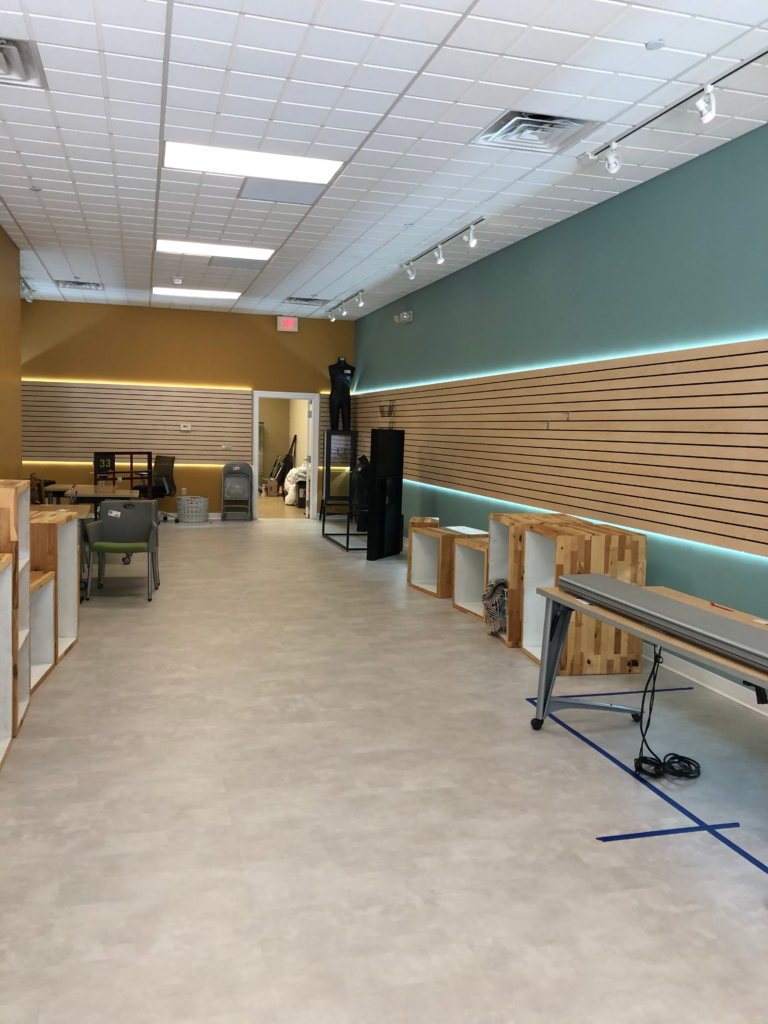 Layout progress beginning inside the Argyle Studio space.