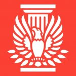 AIA Pittsburgh shield logo, red and white eagle and pillar design.