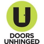 Doors Unhinged logo, black text with green circle logo.