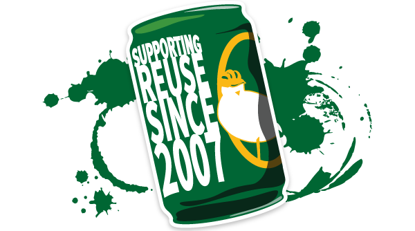BigPourSupportingReuseCanLogo Big Pour Can with Bird logo and text: Supporting reuse since 2007 - Header Icon