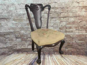 Chair - Upholstered Chair w/Carved Serpents -  Mahogany