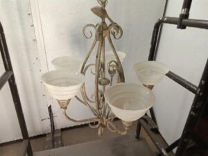 Lighting Chandelier - 5 Up Turned Globe with Feather Piece