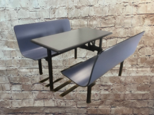 Dining Set -5ft Plymold Contour - Table Top w/2 Benches  - Blue - Plywood/Steel