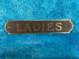 Hardware - Restroom Sign, Ladies - Brass
