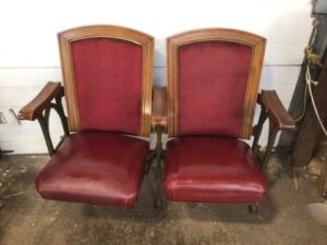 Chair - Red Upholstered Theater Chairs Wood, Iron