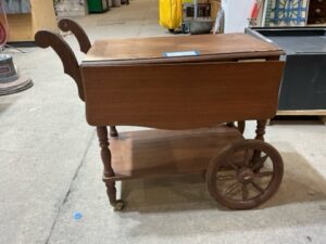 Vintage Wheeled Serving Cart - Solid Walnut