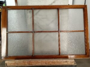 1 BROKEN LITE 6 lite Single Window Sash w/Oak Frame  - Vintage