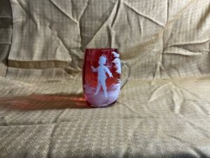 Specialty Collectible - Mary Gregory - Cranberry Glass , Enamel Figure - Red