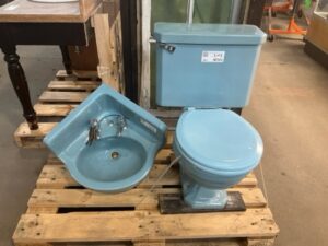 Plumbing - American Standard - Blue Toilet & Corner Sink Set
