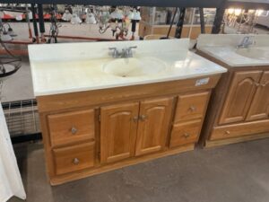 Bathroom Vanity w/Top SET - Oak Cabinet with Resin Single Bowl Top