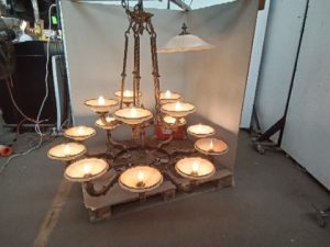 Lighting Chandelier - 20 light Alabaster and Bronze French Art-Deco