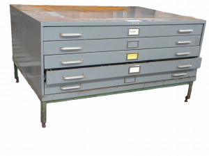 File Cabinet Flat - LYON - 5 Drawer - Blueprint / Map - Grey Steel