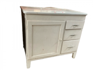 Mutschler - Hoosier Base Cabinet - Enameled Top, 3 Drawer - White